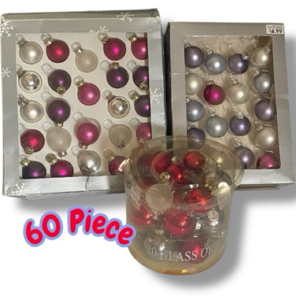 60 Piece Assorted Colors Glass Ornament Set - From 2003